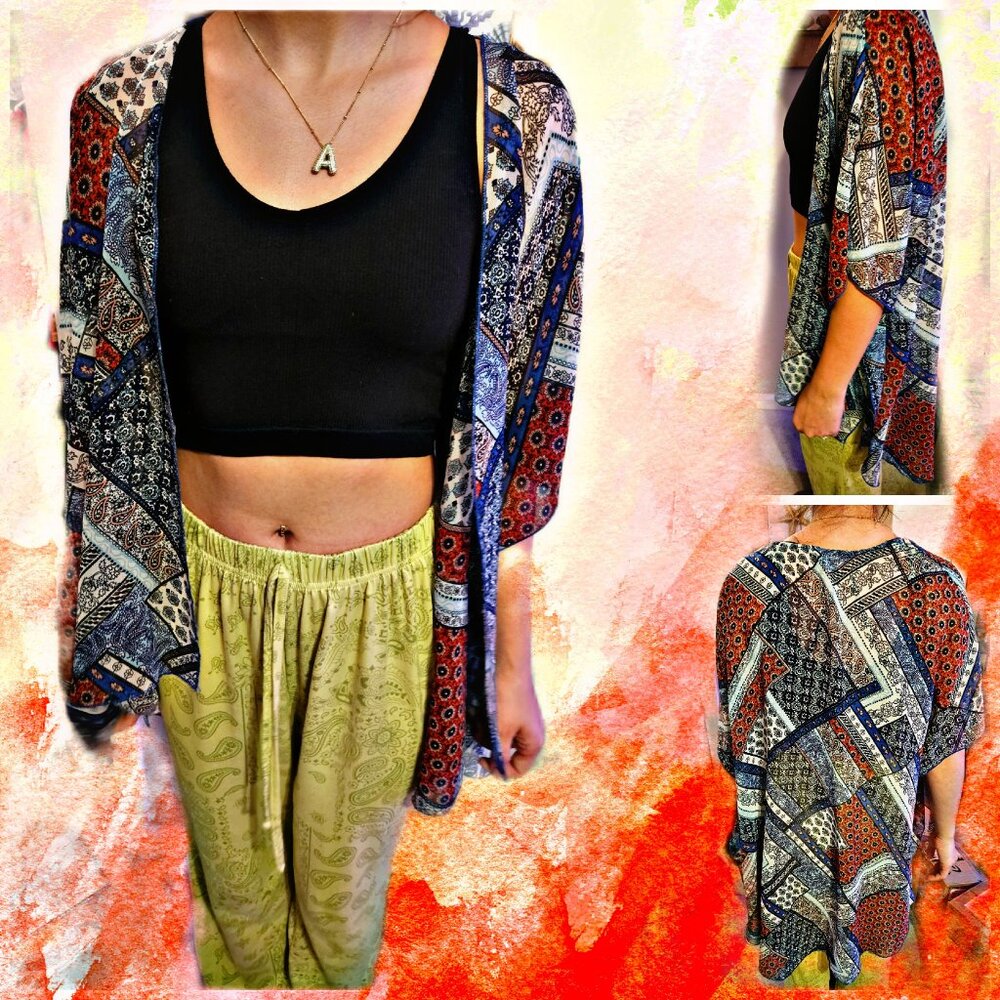 Beautiful bandana print OS open Kimono
